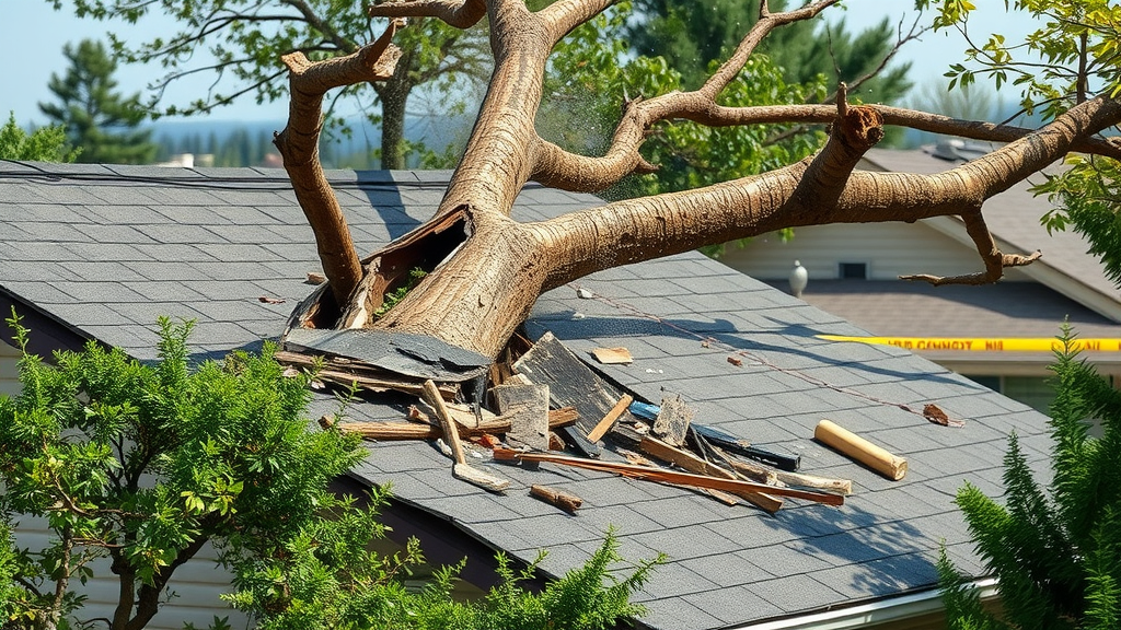 fallen tree branch emergency causing property damage and requiring urgent removal service